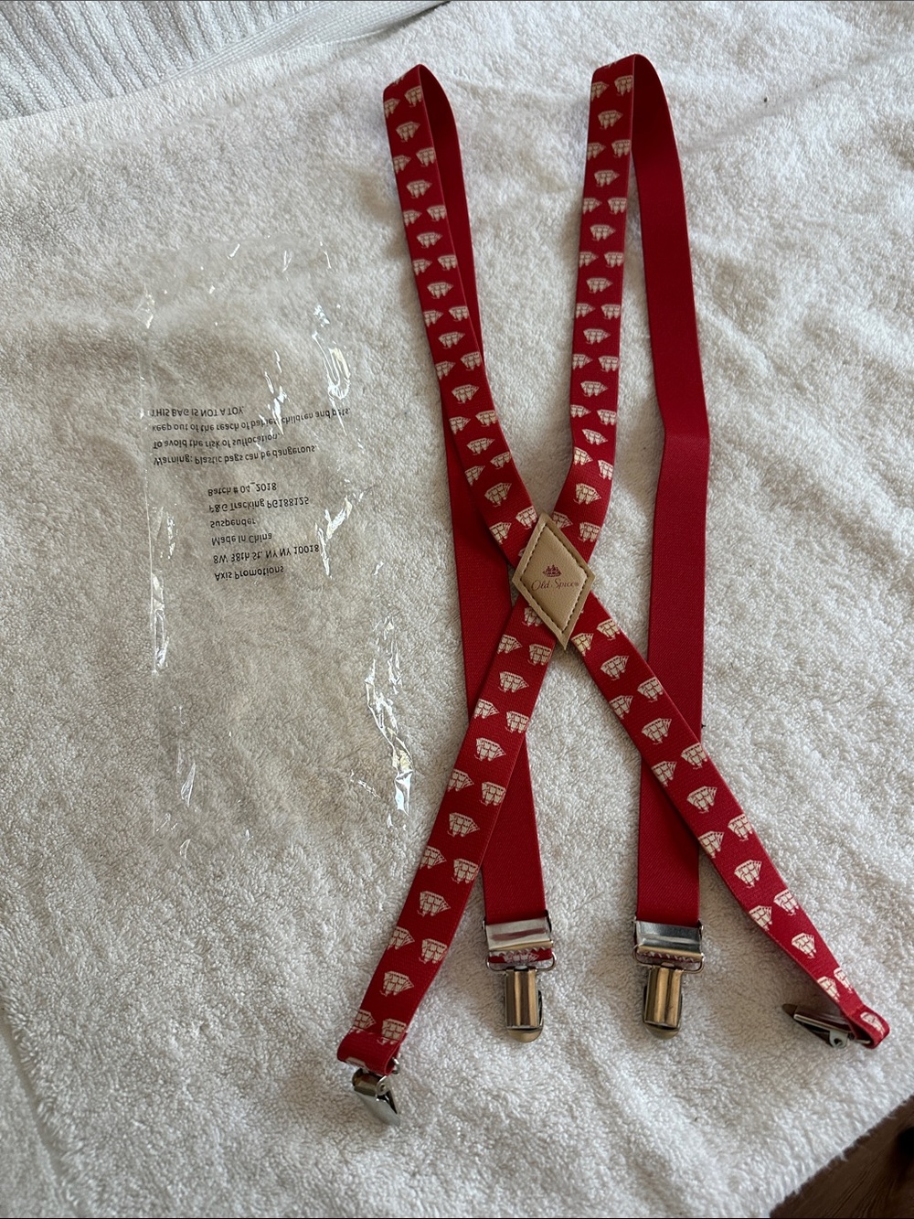 Men's Red Old Spice Patterned Suspenders NWT